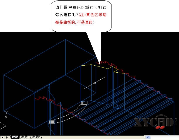 三维中曲折墙面建天棚里遇到的难题